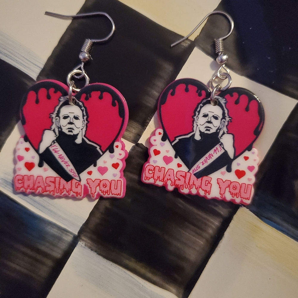 Michael Myers "  A man that will chase you " acrylic earrings